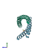 PDB entry 4b6x coloured by chain, side view.