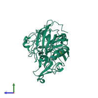 PDB entry 4b72 coloured by chain, side view.
