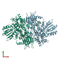 PDB entry 4b75 coloured by chain, front view.