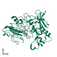 PDB entry 4b78 coloured by chain, front view.