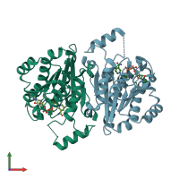 PDB entry 4b79 coloured by chain, front view.