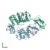 PDB entry 4b7l coloured by chain, front view.