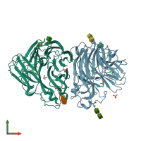 PDB entry 4b7m coloured by chain, front view.