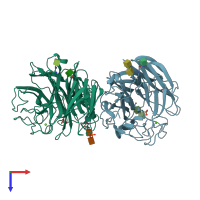 PDB entry 4b7m coloured by chain, top view.