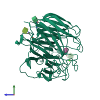 PDB entry 4b7n coloured by chain, side view.