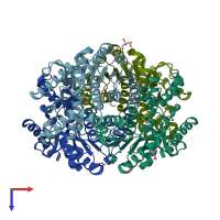 PDB entry 4b7u coloured by chain, top view.