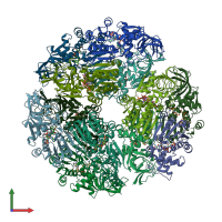PDB entry 4b7x coloured by chain, front view.