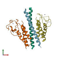 PDB entry 4b7y coloured by chain, front view.