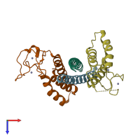 PDB entry 4b7y coloured by chain, top view.