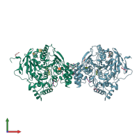 PDB entry 4b7z coloured by chain, front view.