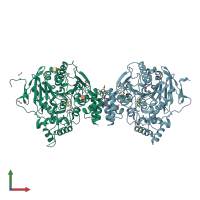 PDB entry 4b80 coloured by chain, front view.