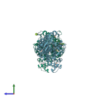 PDB entry 4b84 coloured by chain, side view.