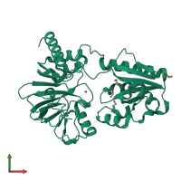 PDB entry 4b87 coloured by chain, front view.