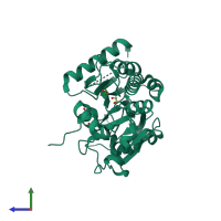 PDB entry 4b87 coloured by chain, side view.