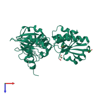 PDB entry 4b87 coloured by chain, top view.