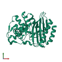 PDB entry 4b88 coloured by chain, front view.
