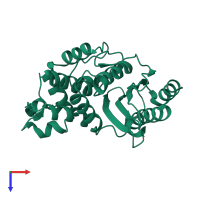 PDB entry 4b88 coloured by chain, top view.