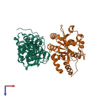 PDB entry 4b8a coloured by chain, top view.