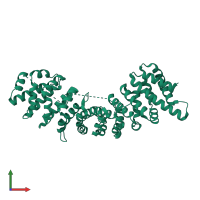 PDB entry 4b8j coloured by chain, front view.