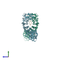 PDB entry 4b8p coloured by chain, side view.