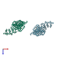 PDB entry 4b8p coloured by chain, top view.
