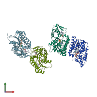 PDB entry 4b8z coloured by chain, front view.