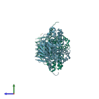 PDB entry 4b90 coloured by chain, side view.