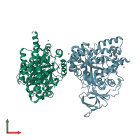 PDB entry 4b92 coloured by chain, front view.