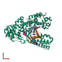 PDB entry 4b9s coloured by chain, front view.