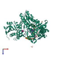 PDB entry 4b9s coloured by chain, top view.