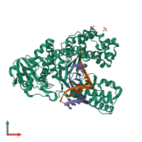 PDB entry 4b9v coloured by chain, front view.
