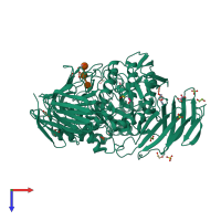 PDB entry 4b9z coloured by chain, top view.