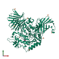 PDB entry 4ba0 coloured by chain, front view.