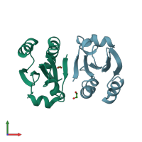 PDB entry 4ba7 coloured by chain, front view.