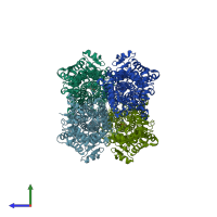PDB entry 4bab coloured by chain, side view.