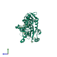 PDB entry 4baj coloured by chain, side view.