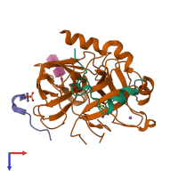 PDB entry 4bao coloured by chain, top view.