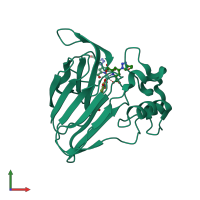 PDB entry 4bar coloured by chain, front view.