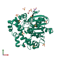 PDB entry 4baz coloured by chain, front view.