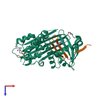 PDB entry 4bb2 coloured by chain, top view.