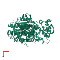 PDB entry 4bba coloured by chain, top view.