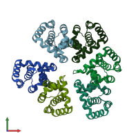 PDB entry 4bbb coloured by chain, front view.