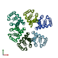 PDB entry 4bbd coloured by chain, front view.