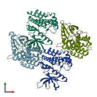 PDB entry 4bbe coloured by chain, front view.