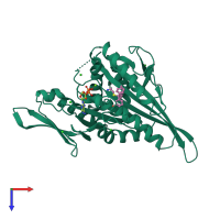 PDB entry 4bbg coloured by chain, top view.