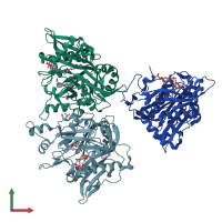 PDB entry 4bbh coloured by chain, front view.