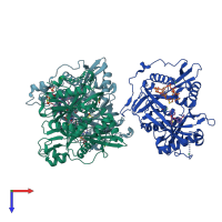 PDB entry 4bbh coloured by chain, top view.