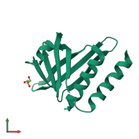PDB entry 4bbk coloured by chain, front view.