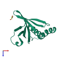 PDB entry 4bbk coloured by chain, top view.