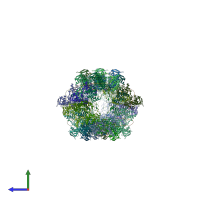 PDB entry 4bbl coloured by chain, side view.